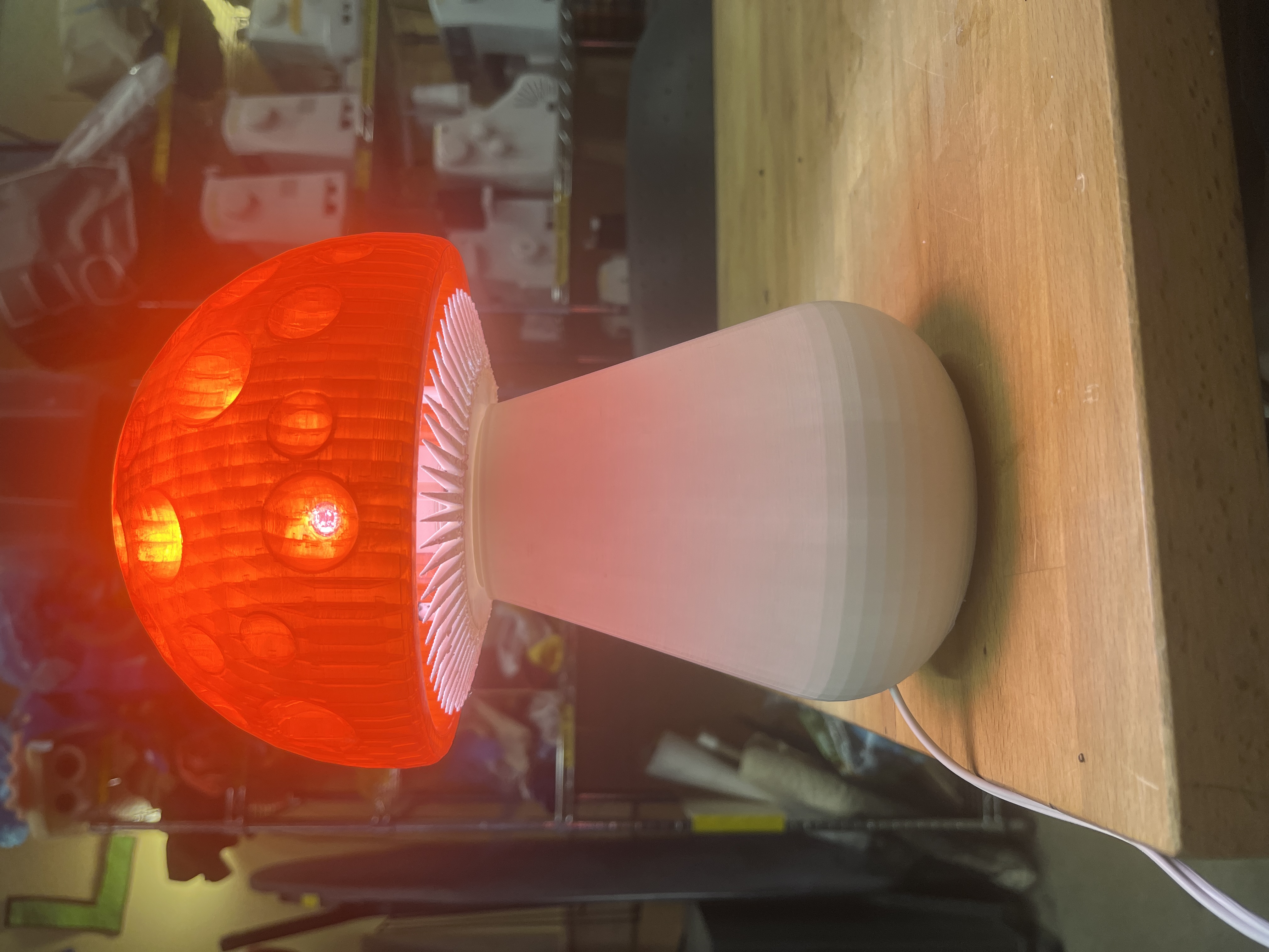 Mushroom lamp — light on